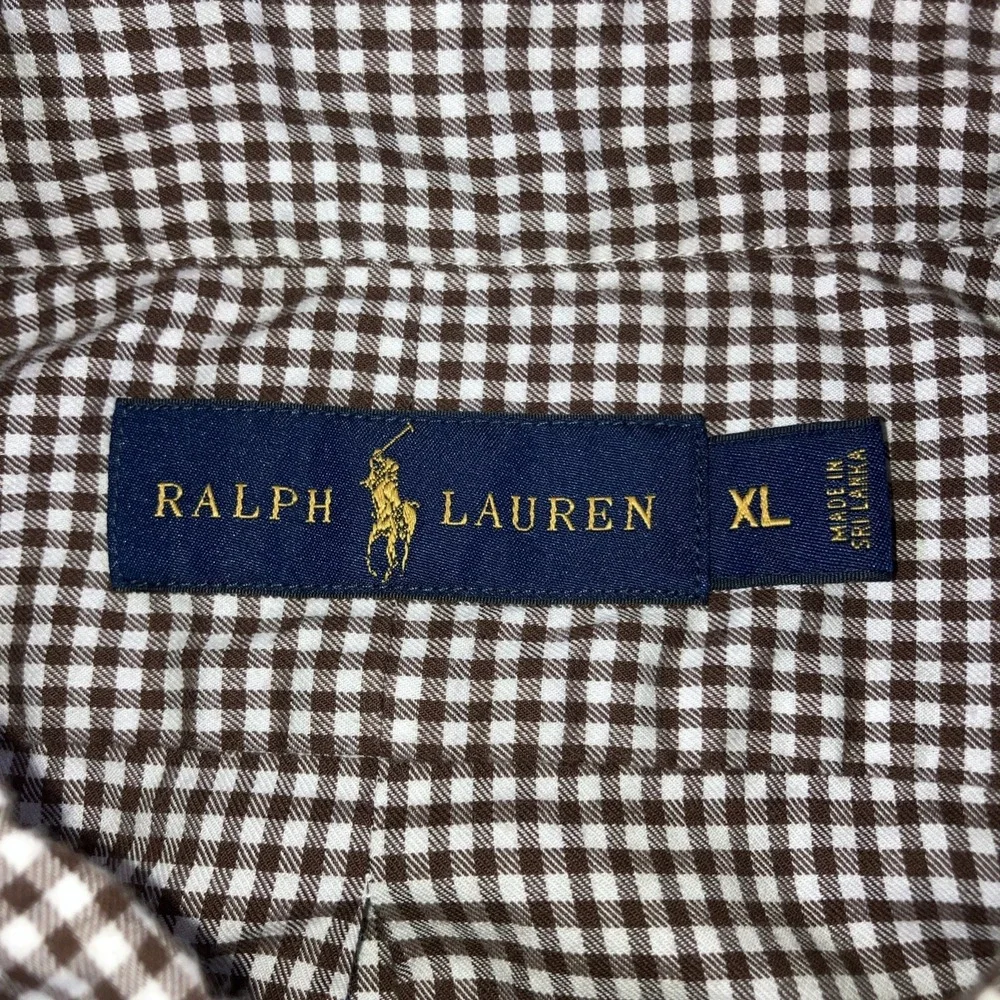 Polo‎ Ralph Lauren Shirt Mens XL Brown Gingham Check Button Down Cotton